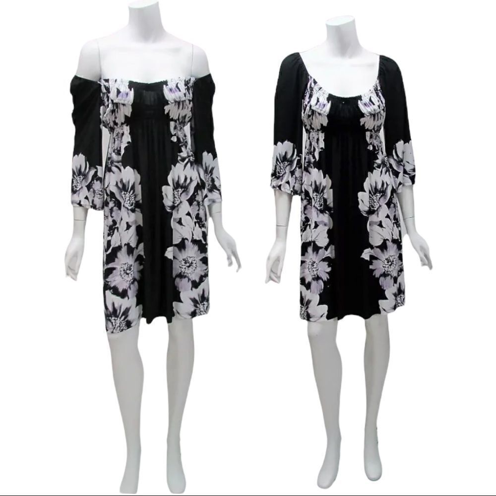 Muse Long Sleeve Two Way Black & White Dress‎